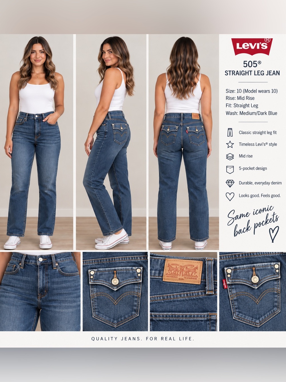 Levi's 505 Straight Leg Women’s Jeans 10